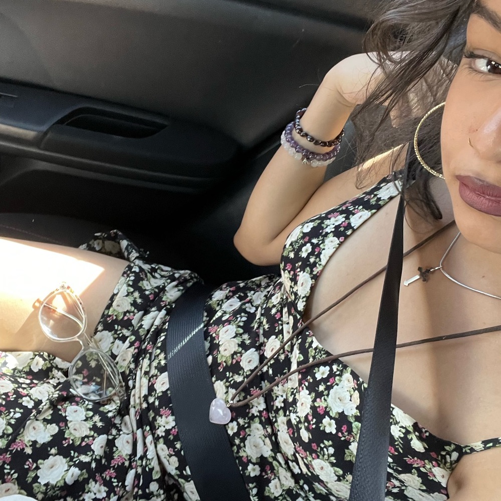 Forever 21 Black Floral Backless Dress